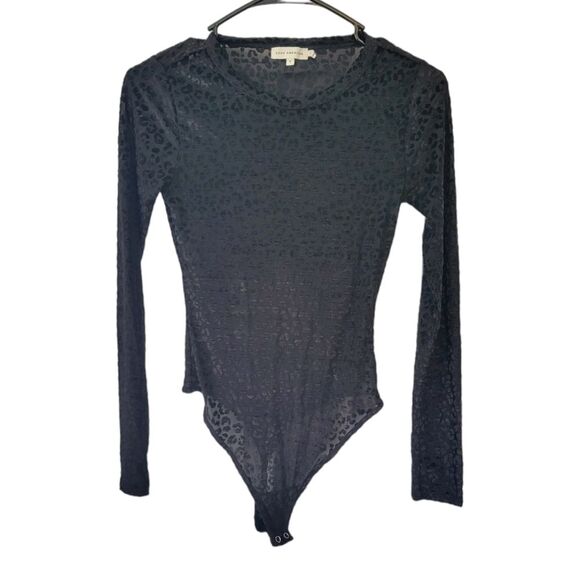 Good American Black Velvet Leopard Print Bodysuit Size 1 - Small - Picture 2 of 6